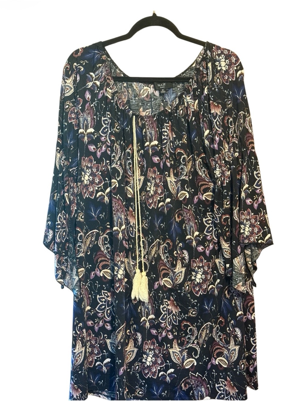 Naïf Women Paisley Floral Tassel Boho Tunic Dress 3X Plus Size - Picture 2 of 4